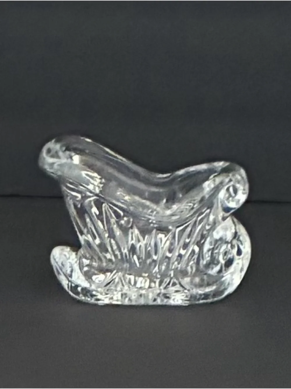 Vintage Lead Crystal Santa’s Sleigh Candy Dish 5.5”